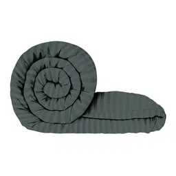 Story@home Charcoal 4 Pieces Striped Microfiber Double Queen Bedding Set image 3