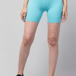 Apraa & Parma Women Turquoise Blue Solid Cotton Skinny Fit Cycling Sports Shorts-picture-19