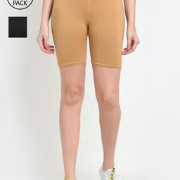 GRACIT Women Pack of 2 Black Cycling Sports Shorts-picture-30