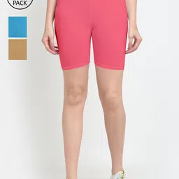 GRACIT Women Pack Of 3 Cycling Sports Cotton Shorts-image-81