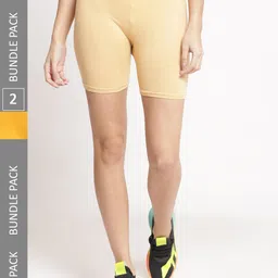 Jinfo Women Pack of 2 Mid Rise Cotton Cycling Sports Shorts-picture-27