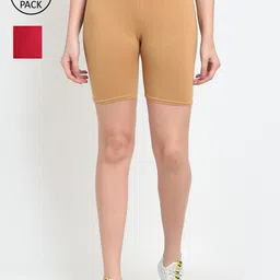 GRACIT Women Beige Biker Shorts-picture-22