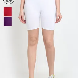 GRACIT Pack Of 3 Women Red Cycling Sports Shorts-picture-15