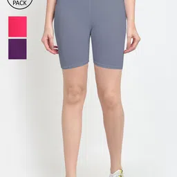 GRACIT Women Pack Of 3 Solid Cycling Shorts image 1