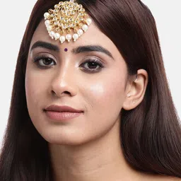 Anouk Women Gold-Plated Pearl & Kundan Studded Maang Tikka-picture-12