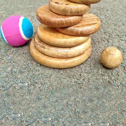 MUREN Kids Circle Pitthu Wooden Seven Stone Stacking Toys image 5