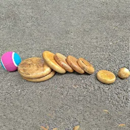 MUREN Kids Circle Pitthu Wooden Seven Stone Stacking Toys image 2