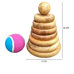 MUREN Kids Circle Pitthu Wooden Seven Stone Stacking Toys image 4