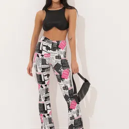 BAESD Women Typography Printed Relaxed Straight Leg Trousers-picture-11