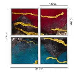 999Store Set of 4 Multi-Coloured Abstract Mountain Canvas Painting Wall Art image 5