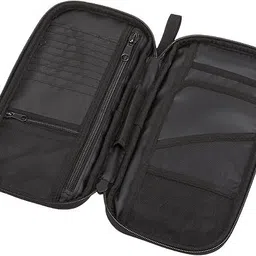 aepigo Travel Polyester Passport and Card Holder and Wallet Organiser Case for Daily Use and International Trip for Men's and Women's (Black) image 3