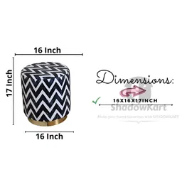 Shadowkart Grey & White Chevron Printed Ottoman image 4