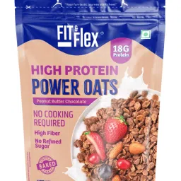 FIT & FLEX High Protein Oats, Peanut Butter Chocolate, 1kg, Zero Refined Sugar, Ready To Eat, Gluten Free & Preservative Free - As Seen on Shark Tank India-image-61