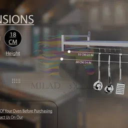 milad Containers Kitchen Rack Metal Wall-Mount Microwave Stand, Kitchen Storage Rack, Including Hooks Iron image 3