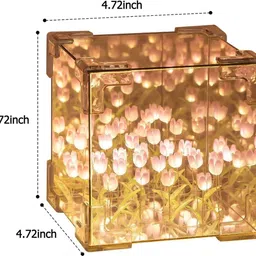 gapvelu Cube Tulip Lamp, 2024 New Mirror Tulip Night Light, Tulip Flower Lamp Night Lamp image 3