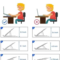 QueryZen Aluminum 6 Adjustable Foldable Portable Laptop Stand Desktop Tablet Stand Aluminium Floor and Desk Stand Rotatable Laptop Stand with Adjustable Height Compatible with Universal Laptops image 5