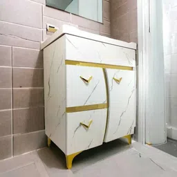 bobbyexport White & gold premium freestanding vanity/ washbasin cabinet BEBP8 Table Top Basin image 3