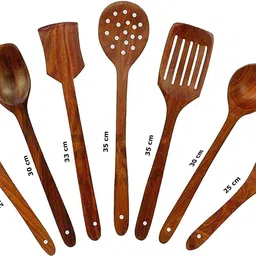 purchaze24x7 Premium Wooden Spoon Set with Cutlery And Food-Grade Accessories Wooden, Plastic, Silicone Cutlery Set image 3