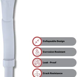 luvbath fitting White PVC Waste Pipe(Set of 2) with Heavy Socket | Flexible Collapsible Drain Hose for Bathroom Basin and Kitchen Sink | 35 Inch Outlet Pipe Hose Pipe image 2