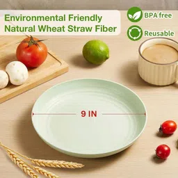 srdii 4pcs Dinner Plates, 8.8''Medium Degradable Wheat Straw Plates, Unbreakable Pla Quarter Plate image 2