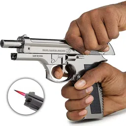 bikrify ™ 608 Heavy Metal Pistol Shape Barrel Pull Back System & Leather Holster Gun lighter| Jet Flame | Stainless Steel Body Pocket Lighter-picture-34