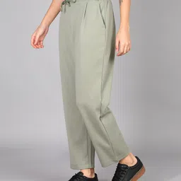 alan jones Women Relaxed Green Cotton Blend Trousers image 3