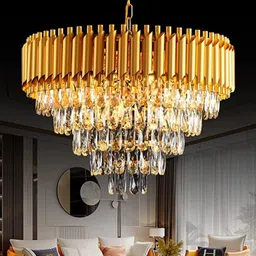 baslash 600mm Full gold Round Chandelier For Living Room Bed Room Chandelier Ceiling Lamp-picture-36