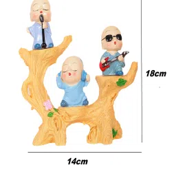 chocozone Set of 3 Singing Buddha Monks On a Tree Showpieces image 2