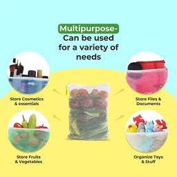 aaradhya Multi-purpose Vegetables and Fruits Mesh Fridge Storage Washable Zip Bags, Grocery Bags Pack of 12 Grocery Bags image 3