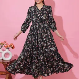 honky tonky Women Fit and Flare Multicolor Maxi/Full Length Dress-picture-12