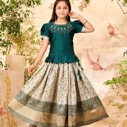 BAESD Girls Embellished Puffed Sleeves Zari Ready to Wear Lehenga Choli-picture-49