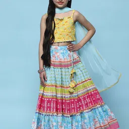 Biba Girls Printed Ready to Wear Lehenga & Blouse With Dupatta-picture-10