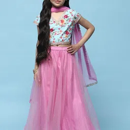 Biba Girls Printed Ready to Wear Lehenga & Blouse With Dupatta-picture-36
