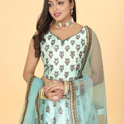 EthnicTree Ethnic Printed Beads and Stones Ready to Wear Lehenga & Blouse With Dupatta image 2