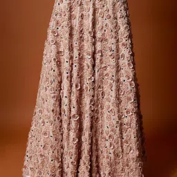 Mehak Murpana 3D Rose Embroidered Beads Stones Ready to Wear Lehenga & Blouse With Dupatta image 3