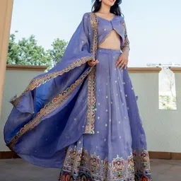 HOUSE OF JAMOTI Embroidered Sequinned Ready to Wear Lehenga & Blouse With Dupatta image 2