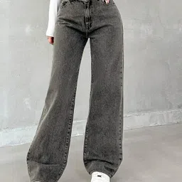 glossia Women Relaxed Fit High Rise Grey Jeans image 3