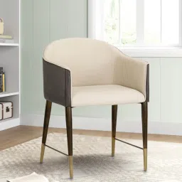 casacraft from pepperfry Coolins Velvet Arm Chair In Off White Colour image 1