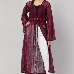 addicted attire Women Robe Style Full Sleeve Maroon Shrug-picture-24