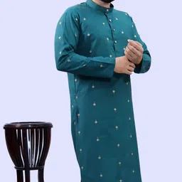 tibra collection Men Woven Design Cotton Blend Straight Kurta image 3