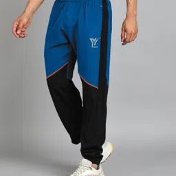 yunek Men Colorblock Blue, Black Track Pants image 2