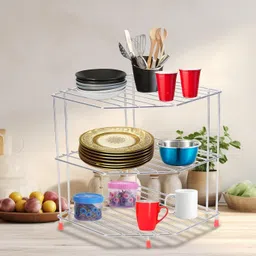 manan Utensil Kitchen Rack 3 teir corner Steel-picture-25