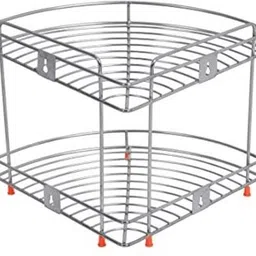devrshree Containers Kitchen Rack Corner Stand for Kitchen Multipurpose Storage Organizer(2 Layer) Steel image 3