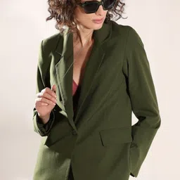 maykr Women Solid Single Breasted Formal Blazer-picture-26