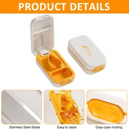 hannea Pill Box with Cutter Compact Pill Organizer for Travel and Daily Use 2 in 1 Pill Box with Cutter Manual Pill Splitter image 3