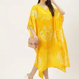 maaesa Women Kaftan Yellow Midi/Calf Length Dress image 4