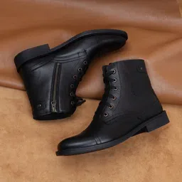 zoom shoes Genuine Leather High Ankle Boots| Lace-up & Soft Cushioned Insole Daily Comfort Boots For Men image 5