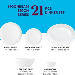 larah by borosil Pack of 21 Opalware Moonbeam Dinner Set image 4