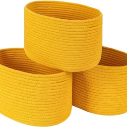 ahf Cotton Cotton Rope Storage Basket Set of 3 - Mustard Yellow Storage Basket-picture-29