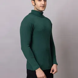 bab Men Solid High Neck Green Sweater image 5